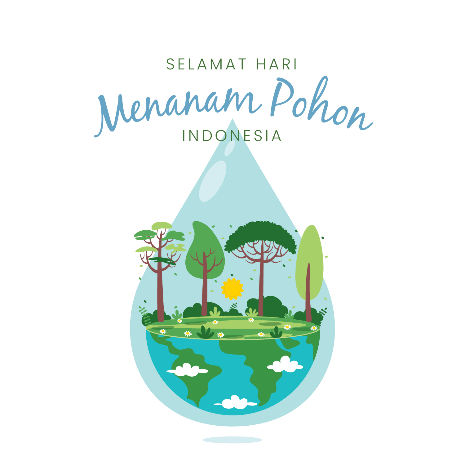 Poster Gambar Ucapan Selamat Hari Menanam Pohon Indonesia - 28 November