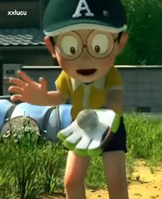 nobita dalam doraemon main baseball