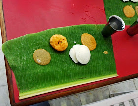 food on a banana leaf