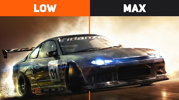 Race Driver: GRID Low vs. Max Graphics Comparison