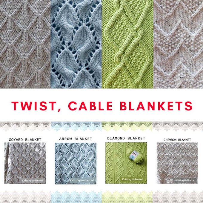 Twist, Cable Blankets - 4 free patterns