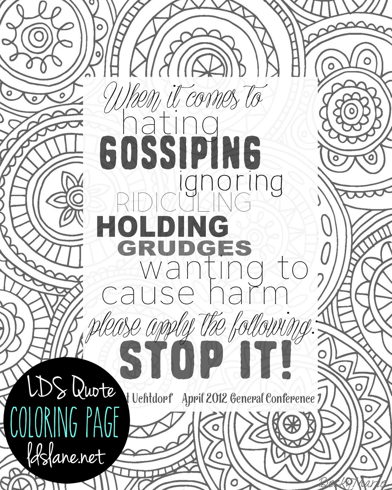 LDS Quote Coloring Page free printable ldslane