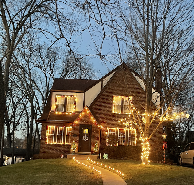 christmas lights on an old house