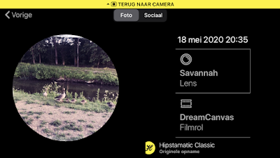 Schermafbeelding Hipstamatic-instellingen Savannah + DreamCanvas