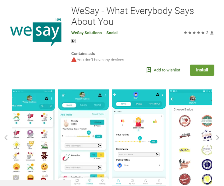 WeSay (What Everybody Says About You ) a new Android app with crazy concept of social perception