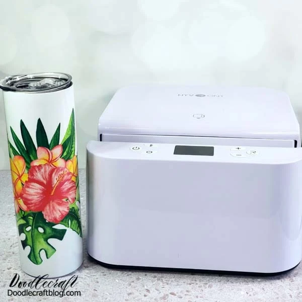 Meet the HTVRont Auto Tumbler Heat Press!  I've used 4 different heat presses for tumblers and this is my second favorite for versatility and my first favorite for size.   I love my Sublimation Oven, it can do tapered tumblers and odd things, but the machine itself is quite big.   The Auto Tumbler Press is a great size, very compact.