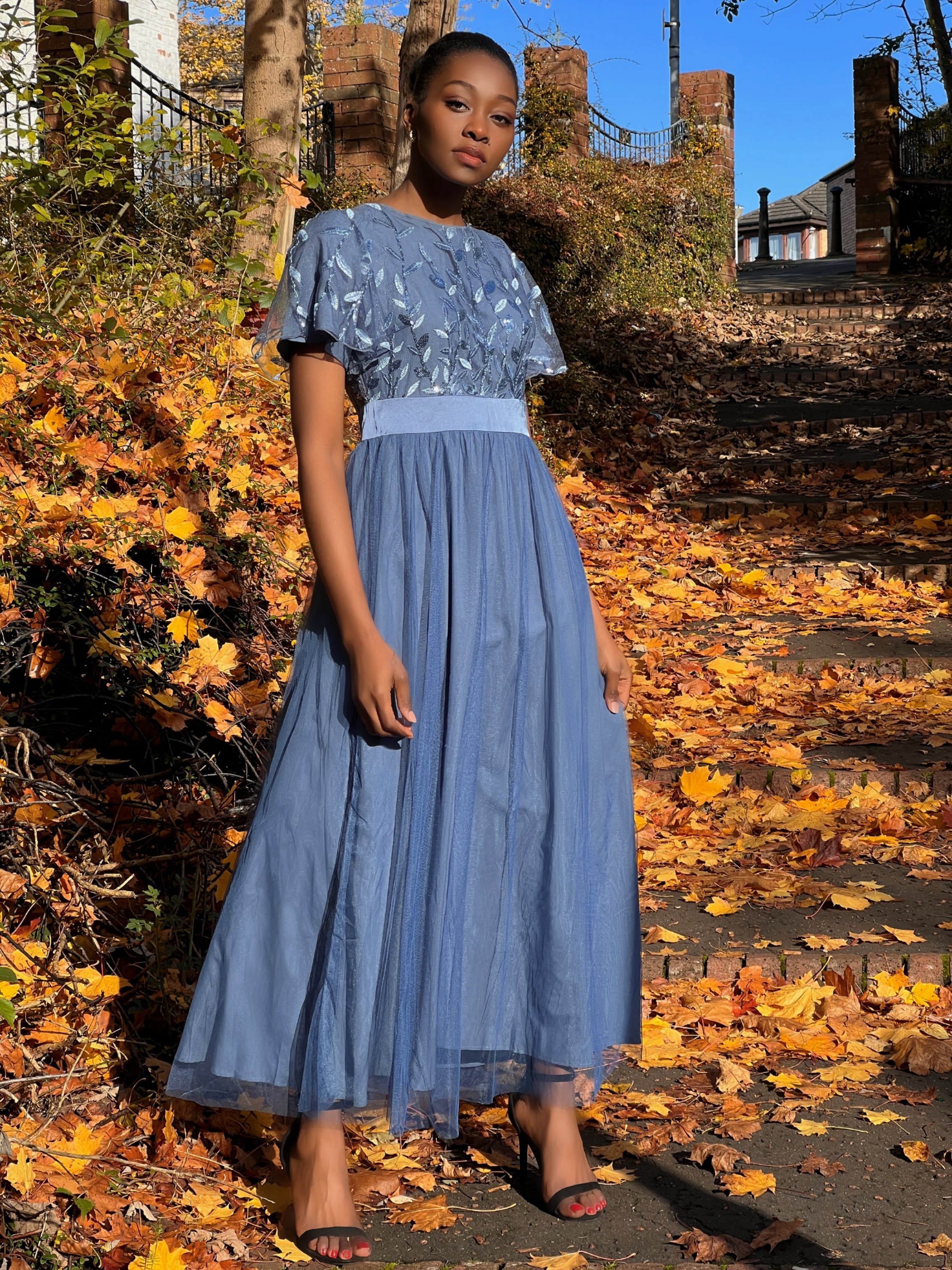 The Modlily dusty blue maxi dress for special occasions 