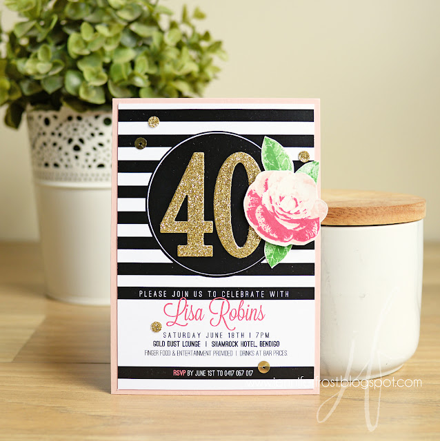 Bespoke Handcrafted Birthday Invitation, Papercraft by Jennifer Frost, Stampin' Up!, Kate Spade Inspired, Picture Perfect