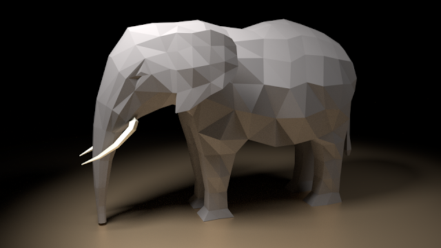 Low poly African elephant