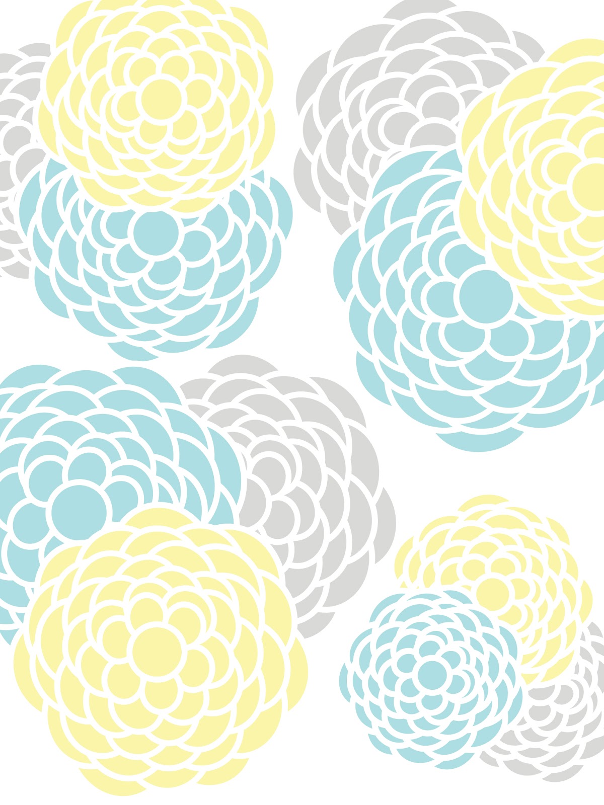 Floral Print…Aqua, Pink, Gray, Yellow - Wallpapers HD