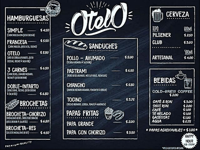 menu of Otelo carnes ahumadas