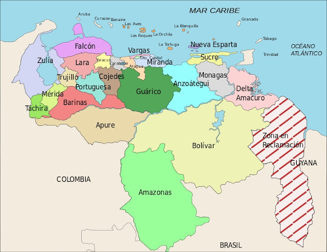 Mapa de venezuela con sus limites