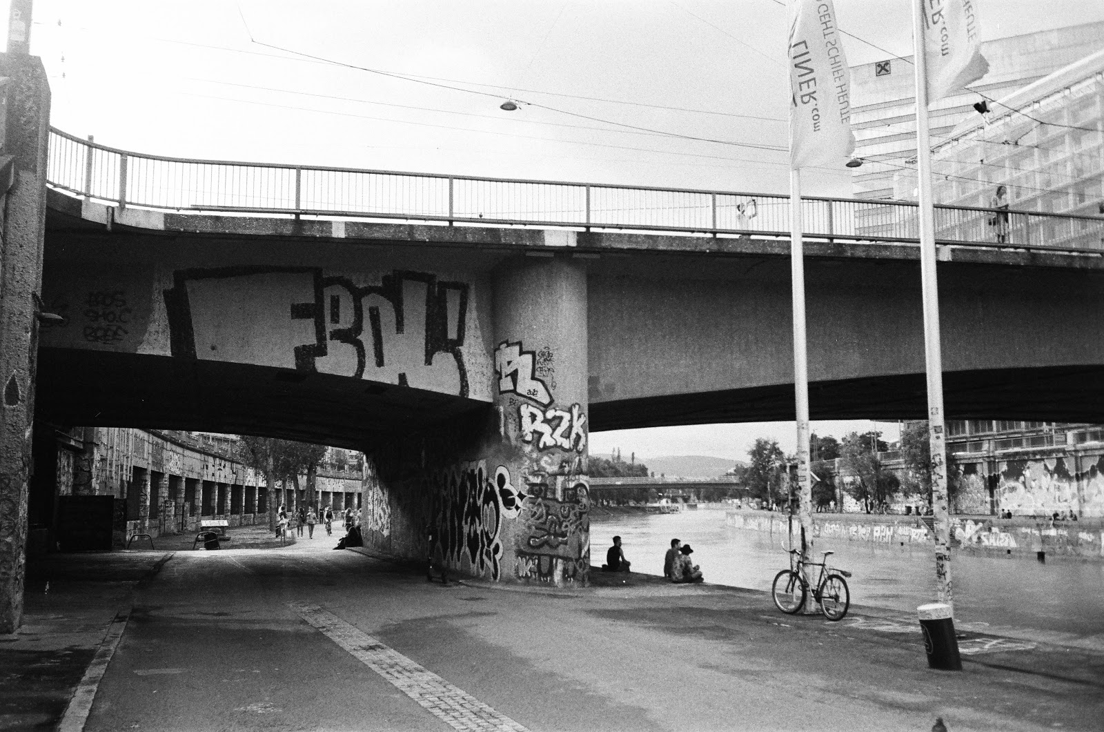 Danube river bank Vienna Austria