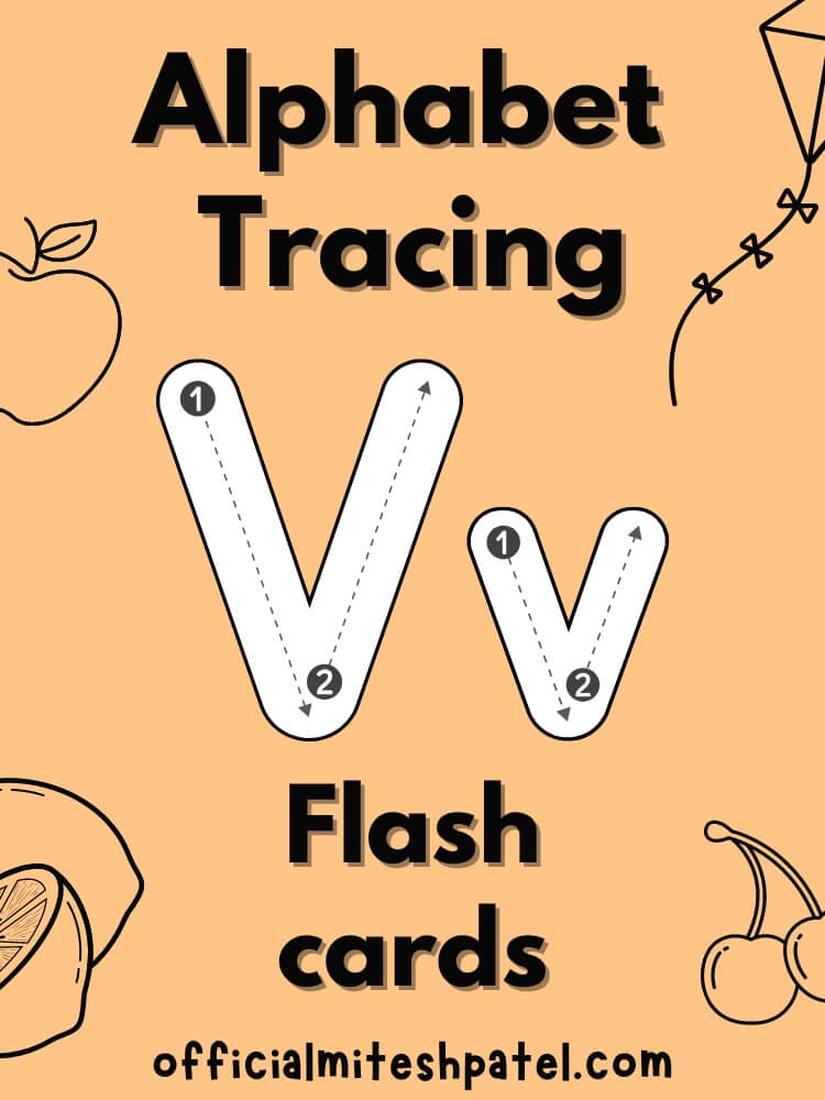 Free Printable Letter V Alphabet Tracing Flash Cards