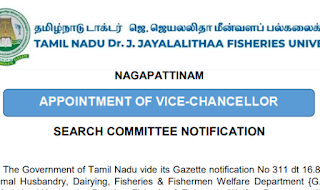 Notification for the appointment of the Vice Chancellor for TNJFU -  Last Date - 24.10.2023 - PDF