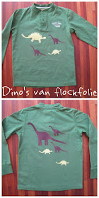 Shirt gepimpt met dinosaurussen van flockfolie applicaties