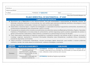 PLANO BIMESTRAL DE MATEMÁTICA – 5º ANO – 2º BIMESTRE