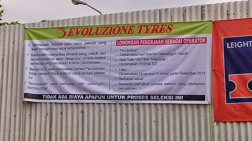 Lowongan Kerja Terbaru PT. Evoluzione Tyre (Evoty 