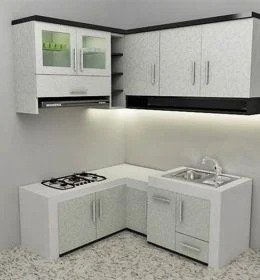 model kitchen set minimalis dapur kecil warna putih