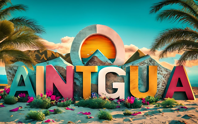 a sign with mountains and flowers