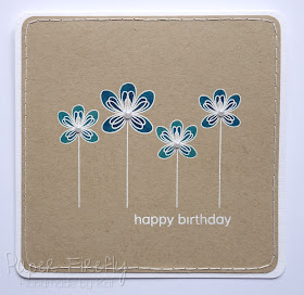 CAS card with white embossed and coloured flowers (Clearly Besotted stamp)