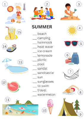 Summer : A Matching Exercise for English Learners