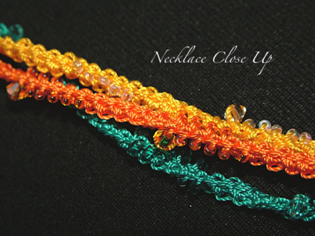 close up of bead crochet necklace