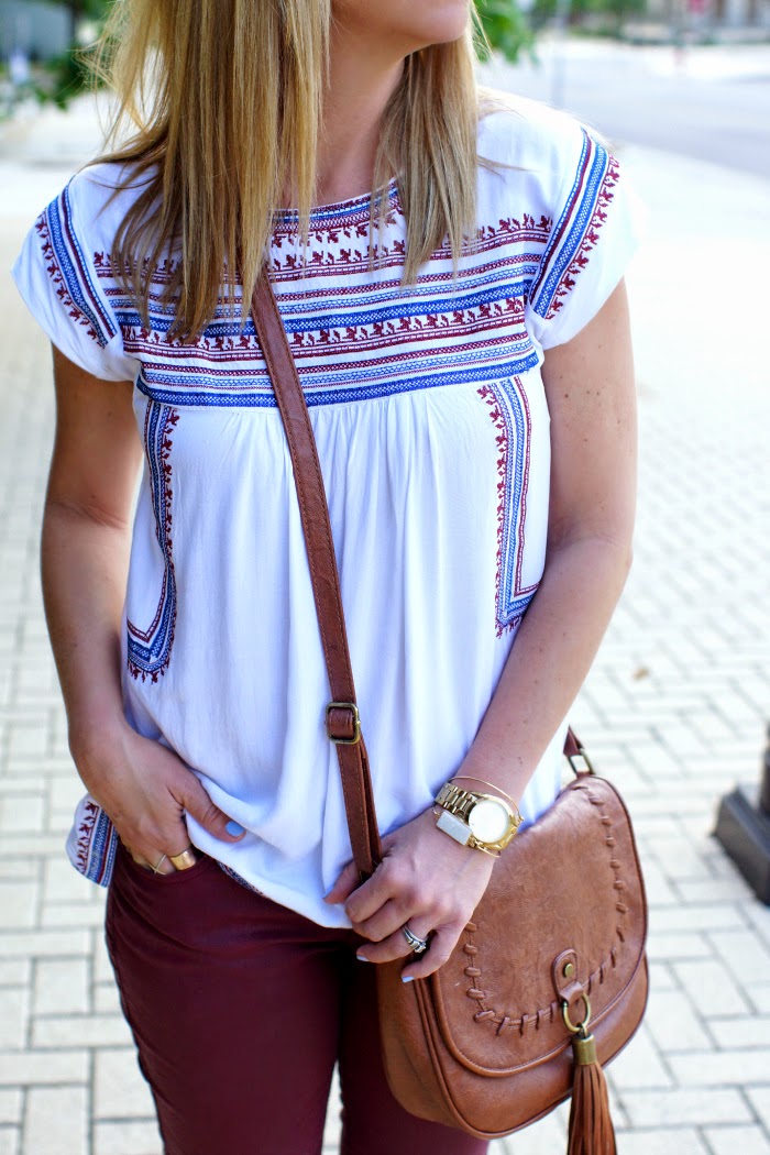 embroidered boho shift  top 