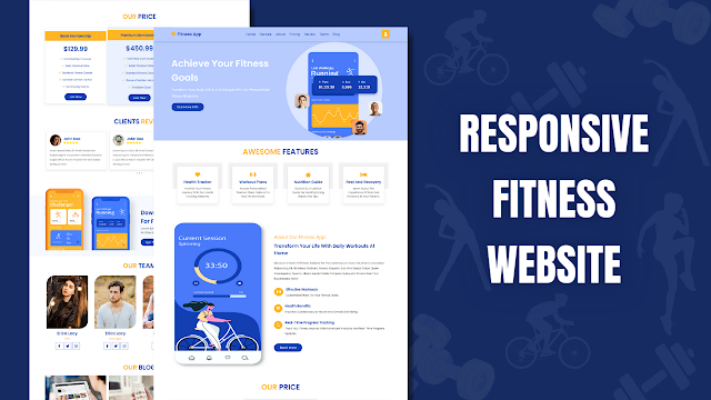 Responsive Fitness App Landing Page Website Design Using HTML - CSS - JAVASCRIPT