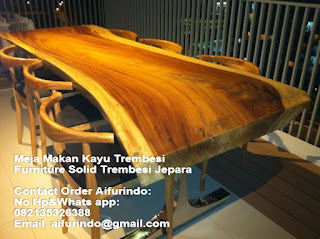 meja kayu suar natural set kursi 6 exotic design-furniture trembesi jepara indonesia