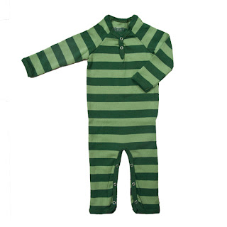 Green stripe babygro