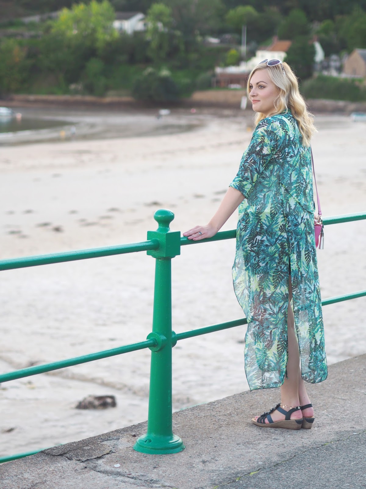 Palm Prints & The Most Perfect Beach, Katie Kirk Loves, UK Blogger, UK Fashion Blogger, Style Blogger, Style Influencer, Boohoo Style, St Brelades Bay, Jersey, Travel Blogger, Channel Islands, Outfit Post, Outfit Of The Day, Skinnydip London, Palm Print Fashion, And Mary Jewellery