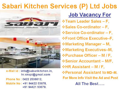 Sabari Kitchen Services Pvt Ltd Jobs