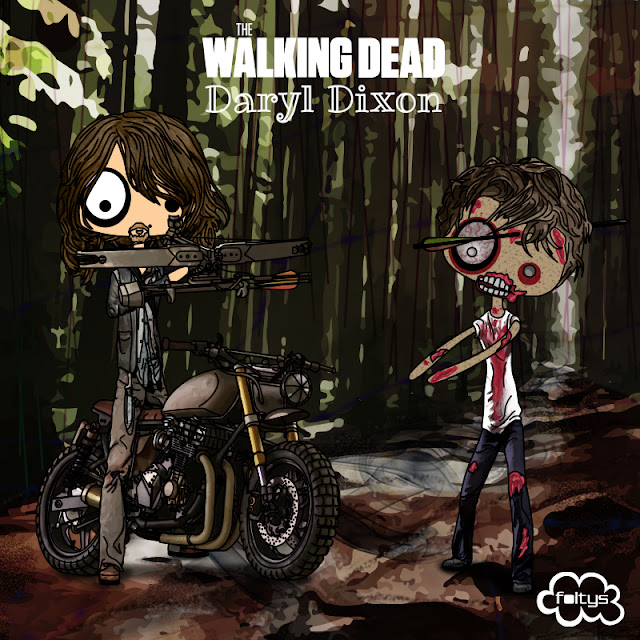 ilustracion original | original illustration foltys vs the walking dead: daryl dixon (tazas, carcasas y libretas | mugs, phone cases and notebooks)