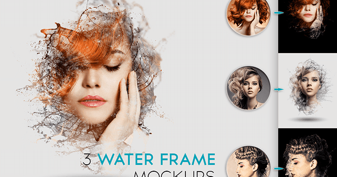 Download ملف مفتوح : تأثير مائي على الصور - Water Frame Mockup