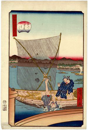 Ukiyo-e. Träsnitt. Utagawa Hirokage. Comical Views of Famous Places in Edo (Edo meisho dôke zukushi)