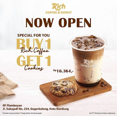 Promo Buy 1 Rich Coffee Get 1 Cookies - Opening RF Coffe & Donut Flamboyan Bandung