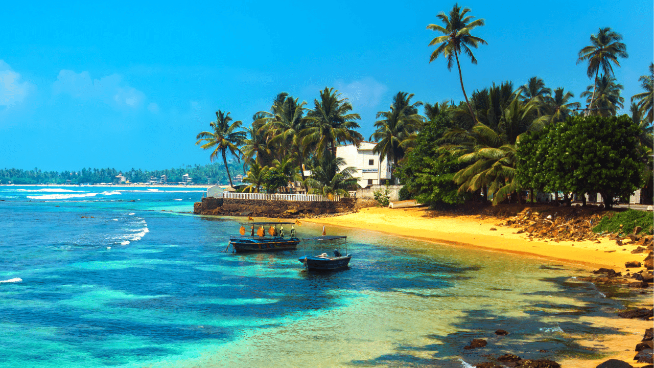 Tropik bölgelerdeki Sri Lanka'nın okyanus kıyısı