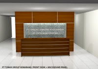 Desain Interior Semarang - Meja + Partisi Untuk 24 Staff, Front Desk, Back Panel, Font Perusahaan Dan Conference Table 