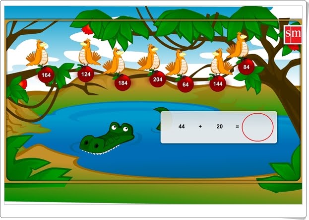 "Suma con el cocodrilo" (Juego de Cálculo Mental de Primaria)