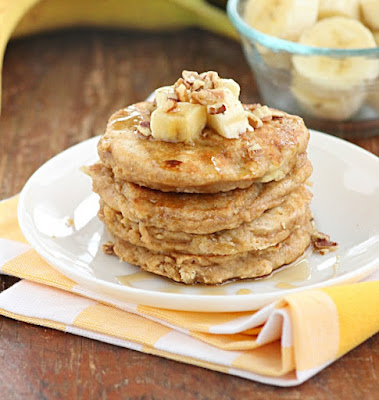 http://www.ourtableforseven.com/2012/05/whole-wheat-banana-pancakes.html