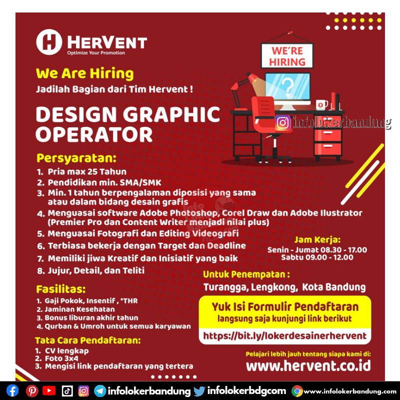 Lowongan Kerja Design Graphic Operator Hervent Bandung Agustus 2022
