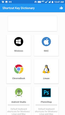 Shortcut key Android Application 