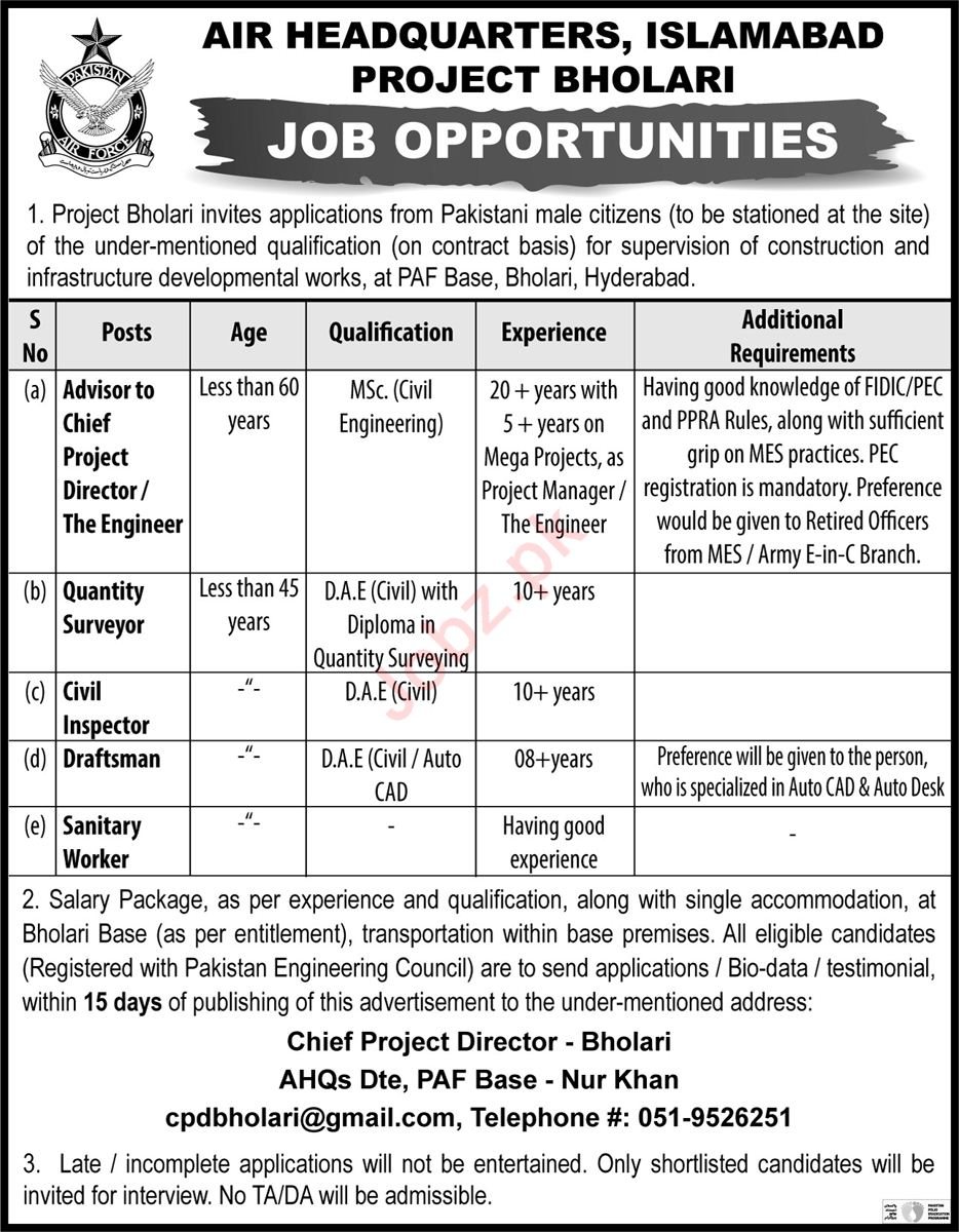 Latest Air Headquarters Air Force Posts Rawalpindi 2022