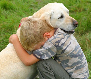 Labrador y niño