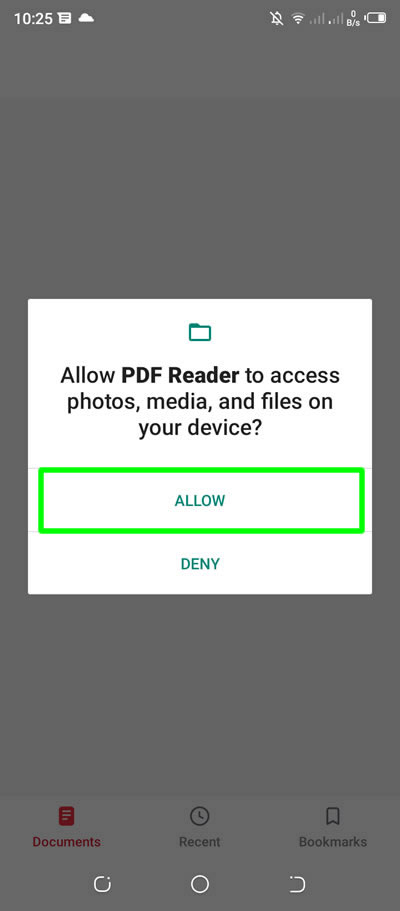 allow permission again to access file for pdf reader app