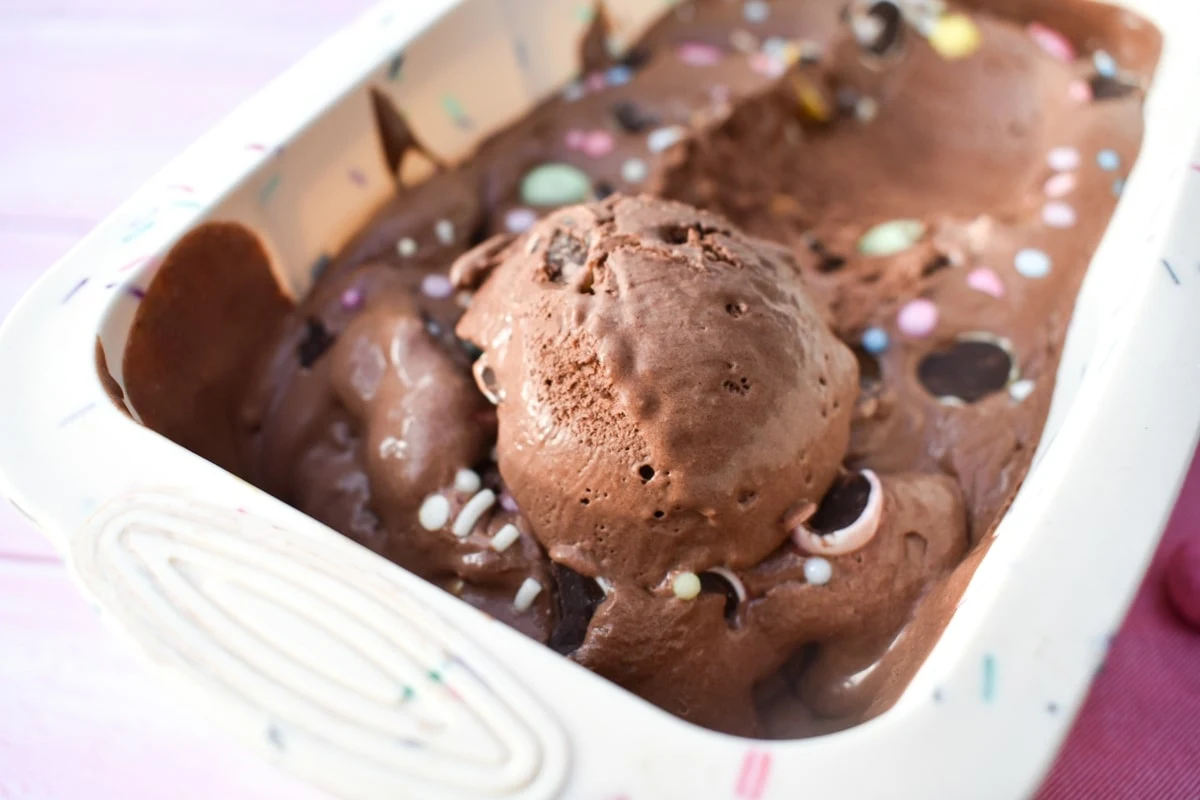 vegan ice cream in a silicone loaf tin.