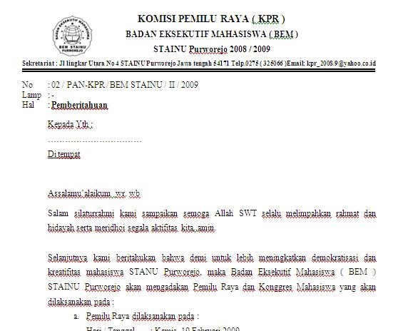 Contoh Surat Pemberitahuan  contoh surat dan kebutuhan anda