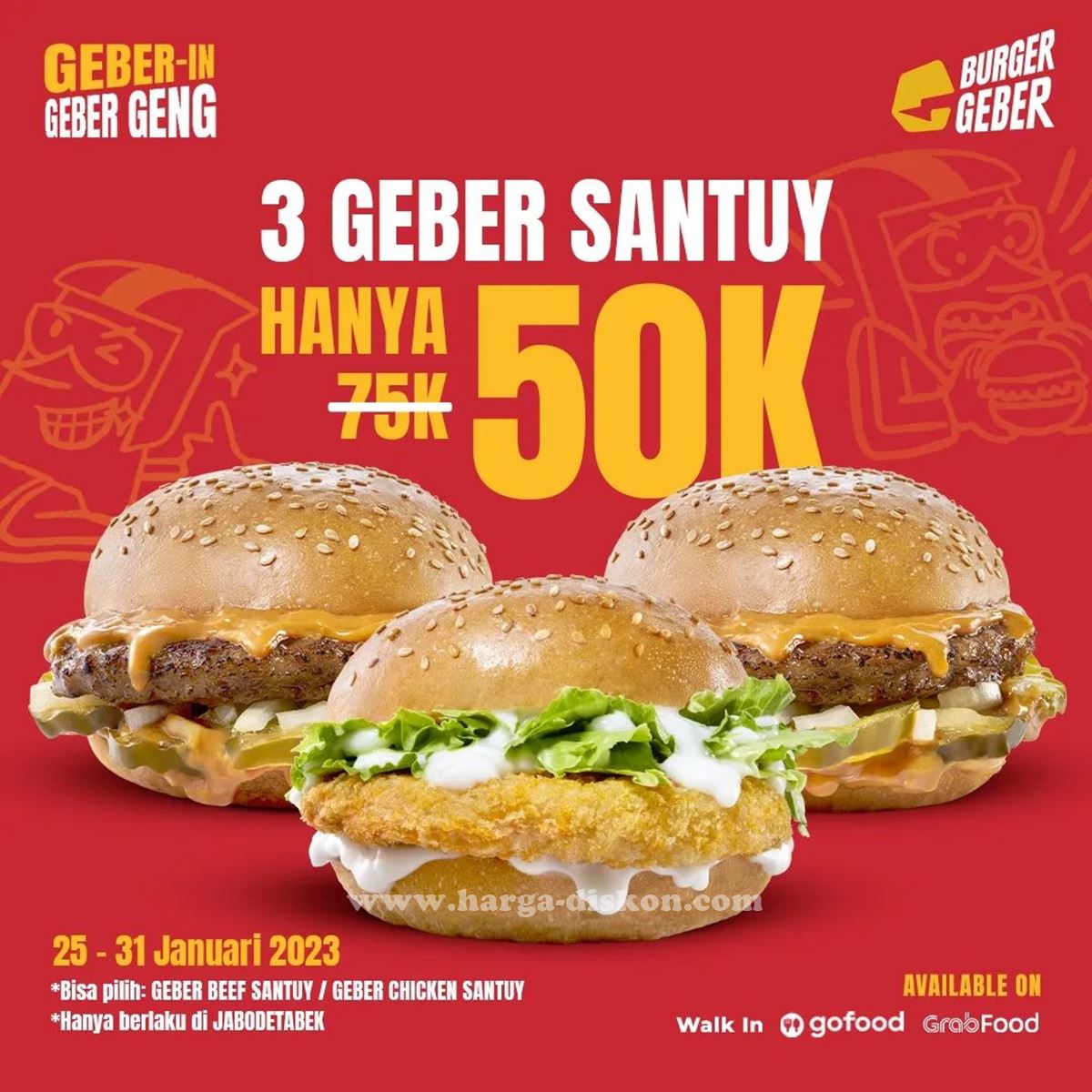 Promo Burger Geber Harga Spesial Burger atau Rice Box Periode 25 - 31 Januari 2023