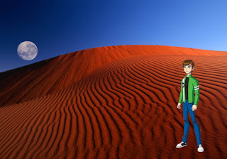 Ben Ten 10 Standing Tall wallpapers for free in Red Moon Desert background